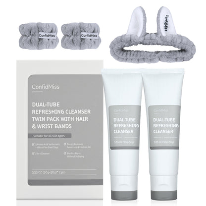 Bundle-Dual-Tube Refreshing Facial Cleanser - Amino Acid Cleanser - Clay Mask Cleanser