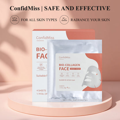 Bio-Collagen Face Mask for Smooths Skin Texture, Imporves Elasricity, Deeply Hydrating (4pcs/box)
