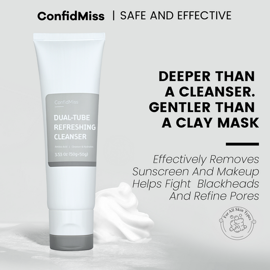 Dual-Tube Refreshing Facial Cleanser - Amino Acid Cleanser - Clay Mask Cleanser