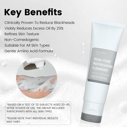 Bundle-Dual-Tube Refreshing Facial Cleanser - Amino Acid Cleanser - Clay Mask Cleanser