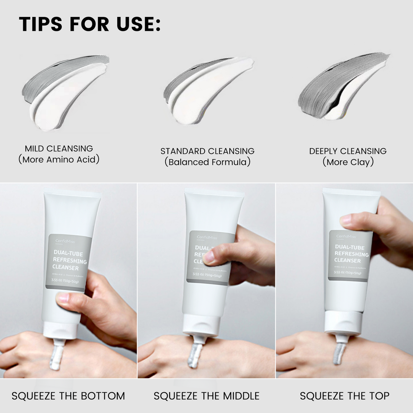 Bundle-Dual-Tube Refreshing Facial Cleanser - Amino Acid Cleanser - Clay Mask Cleanser